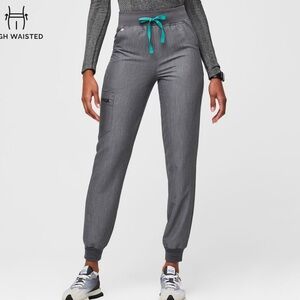 Figs Zamora High Waisted Jogger Scrub Pants in Graphite